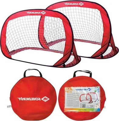 Image de Buts de football set de 2 buts pop-up rouge 120 x 80 x 80 cm - Buts de football autoportants set de 2