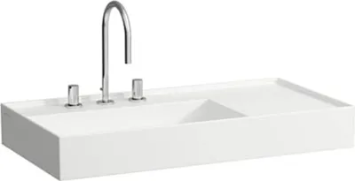 Produktbild von Waschtisch KARTELL 900x460mm Abl. re o ÜL o Hahnloch grau