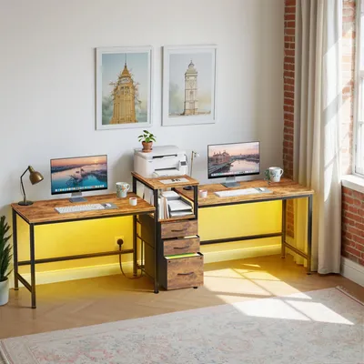Obrázok produktu pre 236 cm, písací stôl s úložným priestorom, nabíjacou stanicou a zásuvkami