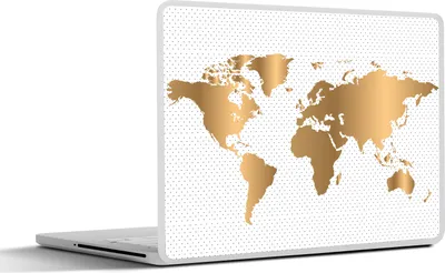 Produktbild von MuchoWow® Laptop Aufkleber Sticker Cover Weltkarte - Punkte - Gold 25x18 cm - Laptop-Deko