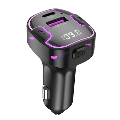 Obrázek produktu pro XO, Bluetooth FM vysílač do auta s USB + USB-C nabíječkou, černý