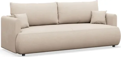 Produktbild von Selsey Ovo Mini – 3-Sitzer Schlafsofa mit Bettkasten, Chenille Easy-Clean, creme