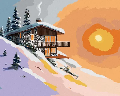 Produktbild von Zuty - Malen nach Zahlen - VERSCHNEITE HÜTTE BEI SONNENUNTERGANG (D. RUSTY RUST), 40x50 cm, ohne Keilrahmen
