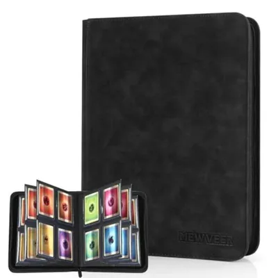 Produktbild von Toploader Binder Album für 112 Sammelkarten -Ordner Kartenbinder mit Reißverschluss, 4 Fächer Toploader Binder, Kunstleder Karten Album für TCG Karten