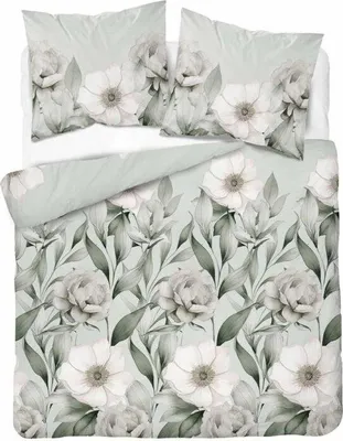 Produktbild von Bettwäsche, Satinbettwäsche, hohe Qualität 140x200 5220b Grün, Blumen