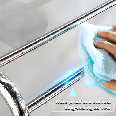 Image de Solidchoice - Porte-serviettes en acier inoxydable à fixer au mur, avec double barre et crochets