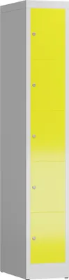 Produktbild von ClassiX Schließfachschrank lichtgrau, zinkgelb X-520516, 5 Schließfächer 31,0 x 50,0 x 180,0 cm