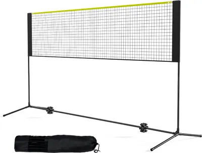 Image de SucceBuy Set de filets de badminton 10ft, filet multisports portable d'extérieur pour volleyball, pickleball et tennis, réglable en hauteur, filet PE durable, sac de transport inclus, idéal pour le jardin et la plage