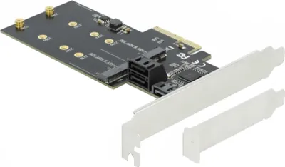 Produktbild von DeLOCK 3 Port SATA und 2 Slot M.2 Key B PCI Express x4 Karte - Low Profile Formfaktor, PCIe, M.2, SATA, 6 Gbit/s, SATA