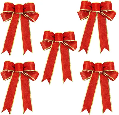 Immagine prodotto di INF Fiocchi natalizi Decorazione natalizia rossa, confezione da 5