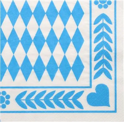 Produktbild von Servietten, 3-lagig 1/4-Falz 33 cm x 33 cm "Bayrisch Blau"