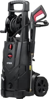 Produktbild von STIER Hochdruckreiniger SDR-300, 3200 W, maximaler Druck von 225 bar, Fördermenge bis 540 l/h, inklusive rostfreier Spritzpistole und 5 Düsen, Schlauchtrommel, 10 Meter Radius, 5 Meter Schlauch