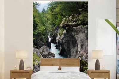 Produktbild von MuchoWow® Fototapete für Wohnzimmer oder Schlafzimmer Wandtapete Vinyl Motivtapete Fluss Soca im Triglav-Nationalpark in Slowenien - 155x240 cm - Tapete