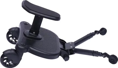 Produktbild von Kinderwagen Mitfahrbrett - 2-in-1 Buggy Board mit abnehmbarem Sitz - Universaladapter - bis 25 kg - für Kinder 3-6 Jahre - Schwarz