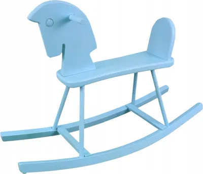 Immagine prodotto di Cavallo a dondolo in legno blu - giocattolo per bambini, cavallo a dondolo in legno