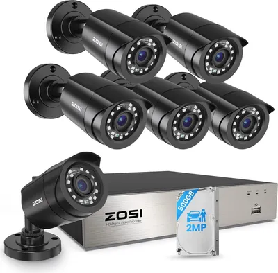 Produktbild von ZOSI 1080P Überwachungskamera Set 8CH 500GB DVR und 6 Außen 1080P Verkabelt Video Sicherheitskameras, Personen- und Fahrzeugerkennung, Wasserdicht