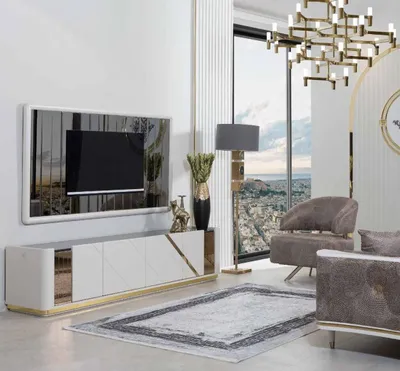 Obrázok produktu pre Moderný nábytok do obývačky Dizajnový TV stojan Luxusný TV rám 2ks