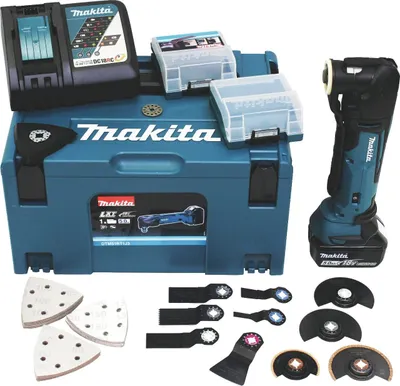 Produktbild von Makita DTM51RT1J3, Polieren, Sägen, Schwarz, Blau, 20000 OPM, 6000 OPM, 3,2°, Akku