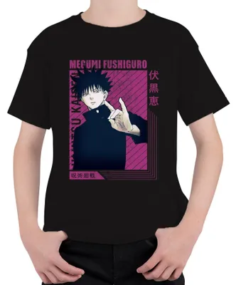 Obrázok produktu pre Jujutsu Kaisen Megumi Fushiguro – anime, estetický dizajn, darček pre fanúšikov, retro, uni, detské tričko, čierne, veľkosť 116