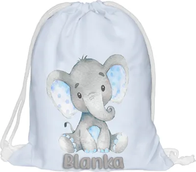 Produktbild von Kinder Turnbeutel mit Namen Beutel Fullprint Tasche Gymsac Jutebeutel Print Bag Fitness Blauer Elefant  [010]