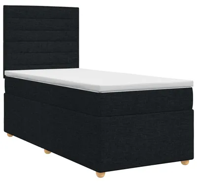 Image de Lit Boxspring avec matelas Noir 90 x 190 cm Tissu