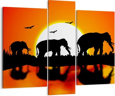 Produktbild von Bild auf Leinwand - Leinwandbild - Tiere Afrikaner Elefanten Natur - 95x80cm - Wand Bild - Wanddeko - Leinwanddruck - Bilder - Kunstdruck - Wanddekoration - Leinwand bilder - Wandkunst - CB95x80-0533