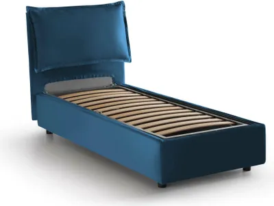 Produktbild von Einzelbett Dgjyl, Containerbett mit Stoffbespannung, 100%  Italy, Seitliche–ffnung, passend für Matratze 80x190 cm, Blau