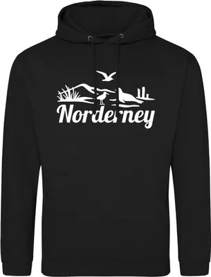 Produktbild von Huuraa Uni Hoodie Norderney Strandmotiv XXL Deep Black Vegan Sweatshirt Geschenkidee