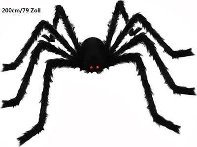 Produktbild von Halloween-Riesenspinne, Rot Augen, gruselige Plüsch Spinne für Halloween-Dekoration, Karneval, Riesenspinne-Requisiten, 200cm/79 Zoll