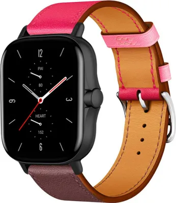 Produktbild von Strap-it Amazfit GTS 2 Lederarmband (Pink/Rotbraun)