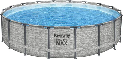 Produktbild von Bestway® Steel Pro MAX™ Aufstellpool Komplett-Set mit Filterpumpe Ø 549 x 122 cm, Steinwand-Optik (Cremegrau), rund