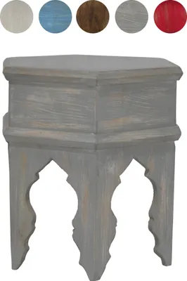 Image de Table d'appoint orientale vintage Tabouret Inam Gris