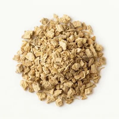 Produktbild von OmVeda BIO Ingwer geschrotet 500 g – getrocknete Ingwerstücke für Tee