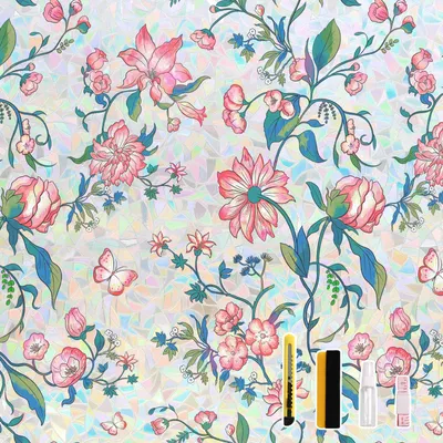 Fensterfolie Sichtschutz Blumenmuster 44,5 x 200 cm