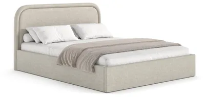 Produktbild von MyBed MONO Polsterbett 160x200 cm mit Bettkasten - Stauraumbett Doppelbett mit Kopfteil, modernes Designbett mit Stauraum, Stoff WIND 05