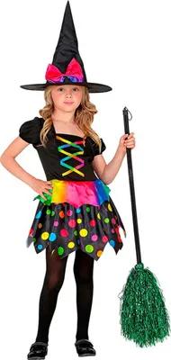 Produktbild von Kostüm Hexe mit Kleid und Hut für Mädchen Größe: 140