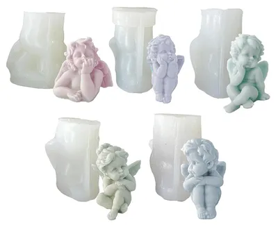 Productafbeelding van 5 siliconen 3D-vormen voor fondant en kaarsen.