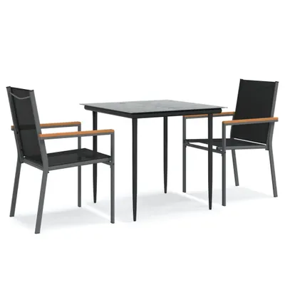 Image de vidaXL Ensemble de jardin 3 pièces noir Textilène et acier