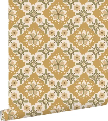 Obrázok produktu pre ESTAhome tapeta kvetinový vzor okrová žltá a zelená 50 x 900 cm