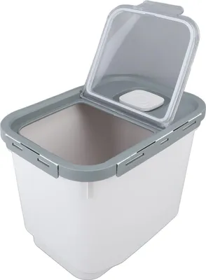 Obrázek produktu pro 22liberní nádoba na rýži, průhledná, s odklápěcím víkem, vzduchotěsná, odolná proti vlhkosti, velký objem, bílá