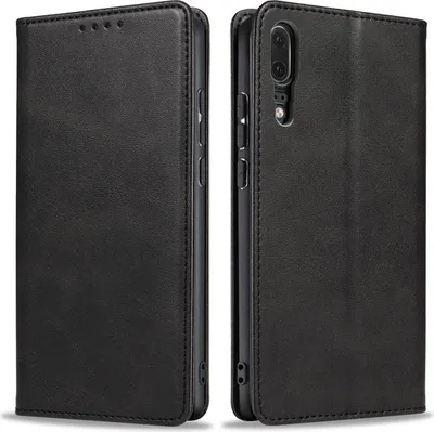 Produktbild von Handyhülle für Huawei P20 Kunstleder Flip Cover Hülle Handytasche Case Kartenfach Farbe: Schwarz