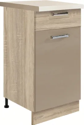 Productafbeelding van Keukenonderkast - PREMIO 2D - onderkast 40 cm met lade en deur, beige hoogglans
