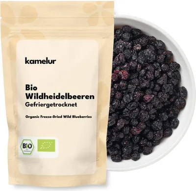 Produktbild von Kamelur BIO Wildheidelbeeren ganz & gefriergetrocknet 500g