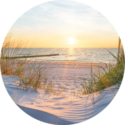 Produktbild von Sticker Kreis STRAND Meer Sonnenuntergang Landschaft Himmel Natur 3D Wanddeko Aufkleber Wohnzimmer Schlafzimmer 100 cm x 100 cm