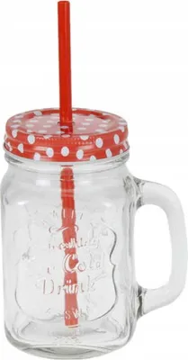 Obrázek produktu pro Skleněná nádoba se šroubovacím uzávěrem a brčkem na nápoje 400 ml