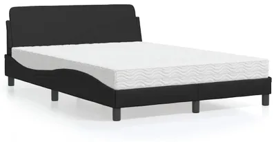 Image de vidaXL Lit avec matelas "Dover" noir 140x190 cm simili-cuir