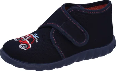 Produktbild von Fischer Kinder Hausschuh Jungen Feuerwehr bestickt Klett knöchelhoch 0500, Größe:20 EU, Farbe:Blau