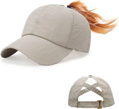 Produktbild von Baseballcap Damen, atmungsaktives Mesh, mit Pferdeschwanzöffnung, für Outdoorsportarten