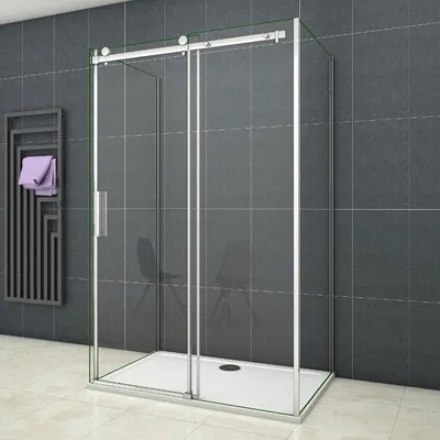 Produktbild von U-Form Duschkabine 130x195cm Schiebetür mit 90x90x195cm Seitenwand 6mm Sicherheitsglas U-Form Duschabtrennung Sicherheitsglas Klarglas