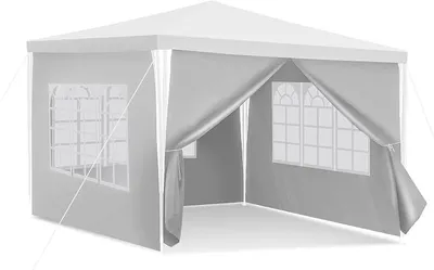 Produktbild von pavillon 3x3m Wasserdicht Gartenpavillon mit 4 Seitenteilen und Fenstern Gartenzelt stabil UV-Schutz Weiß Gartenpavillon für Freien, Garten, Party, Hochzeit, Picknick, Marktstand